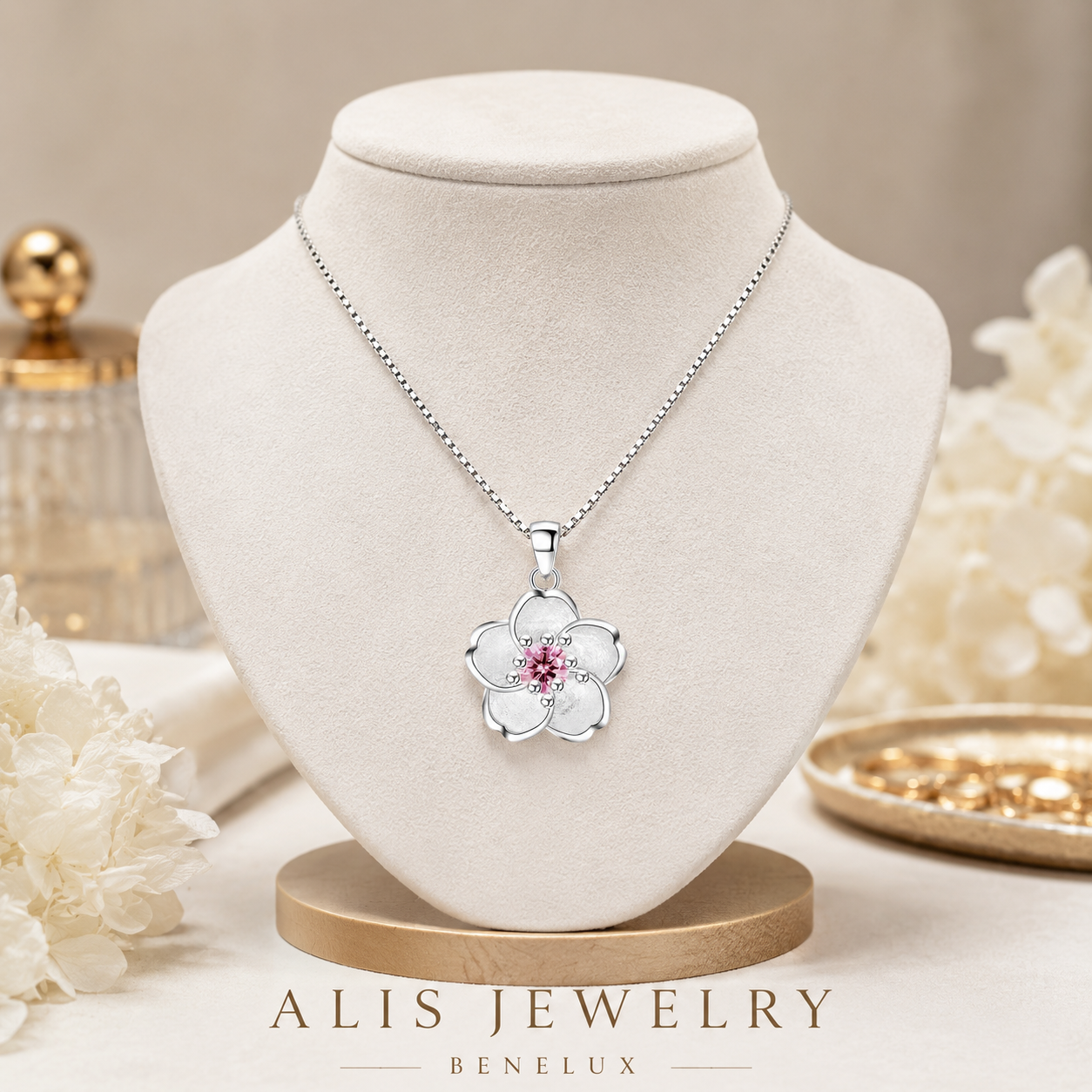 Collier fleur argent 925