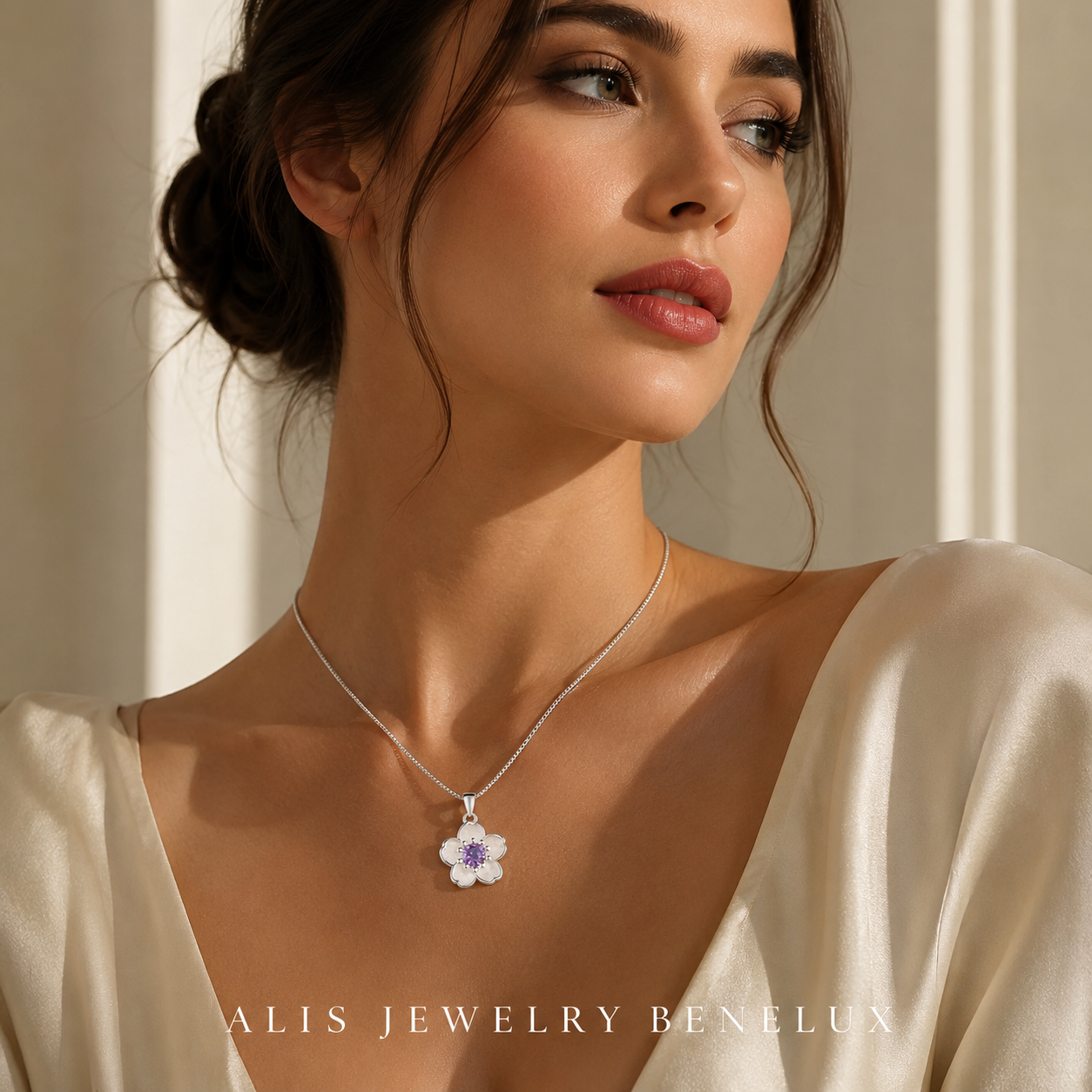Collier fleur argent 925