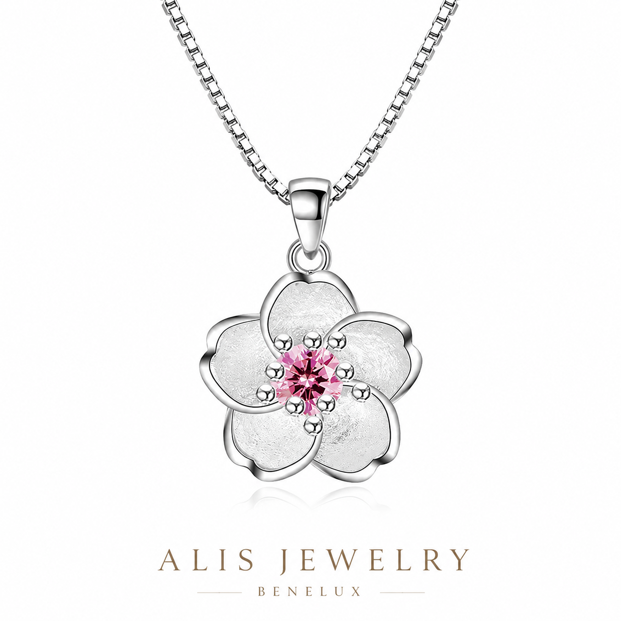 Collier fleur argent 925