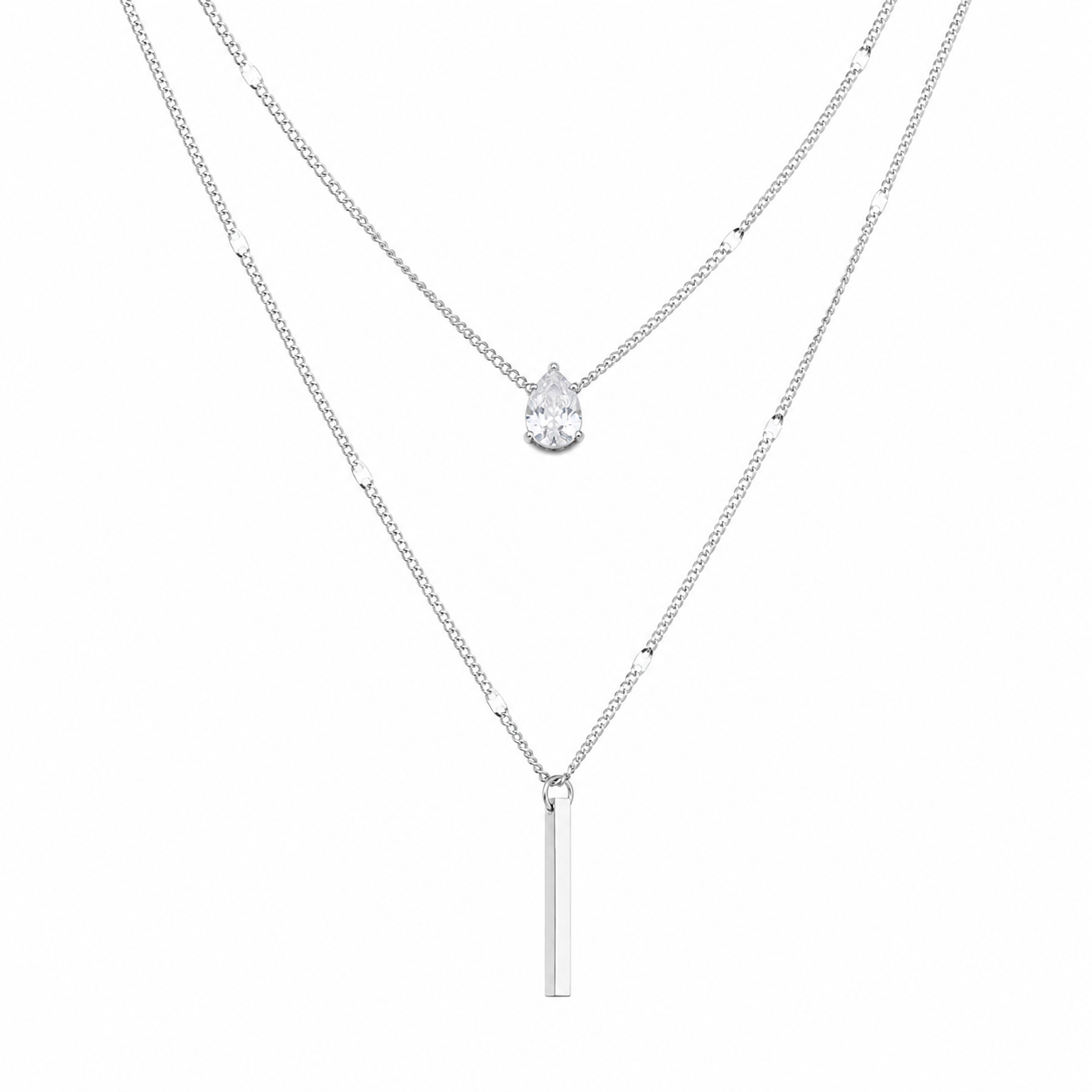 Multi-Chain Necklace with Zircon Stones