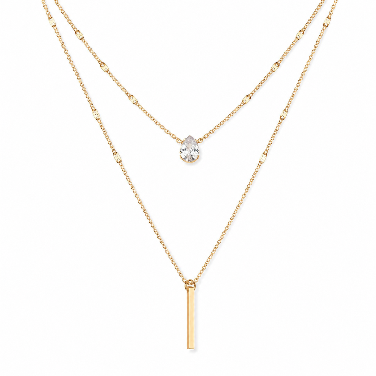 Multi-Chain Necklace with Zircon Stones
