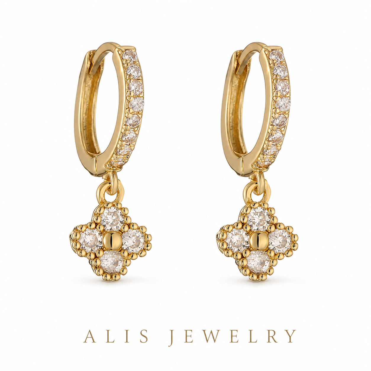Gold-Plated Flower Earrings