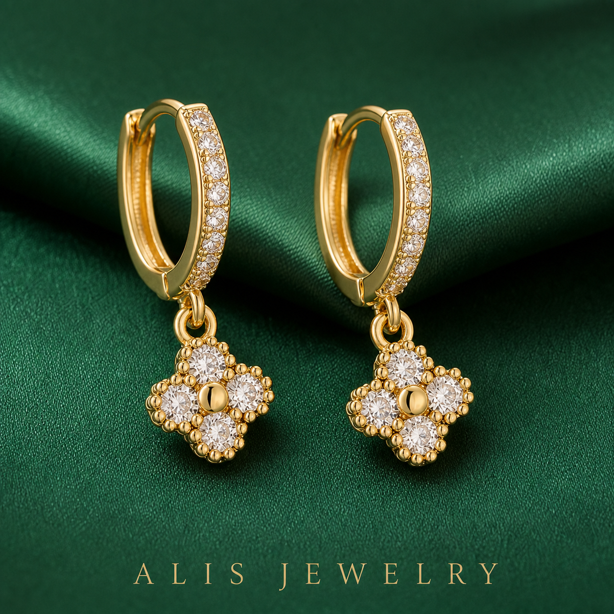 Gold-Plated Flower Earrings