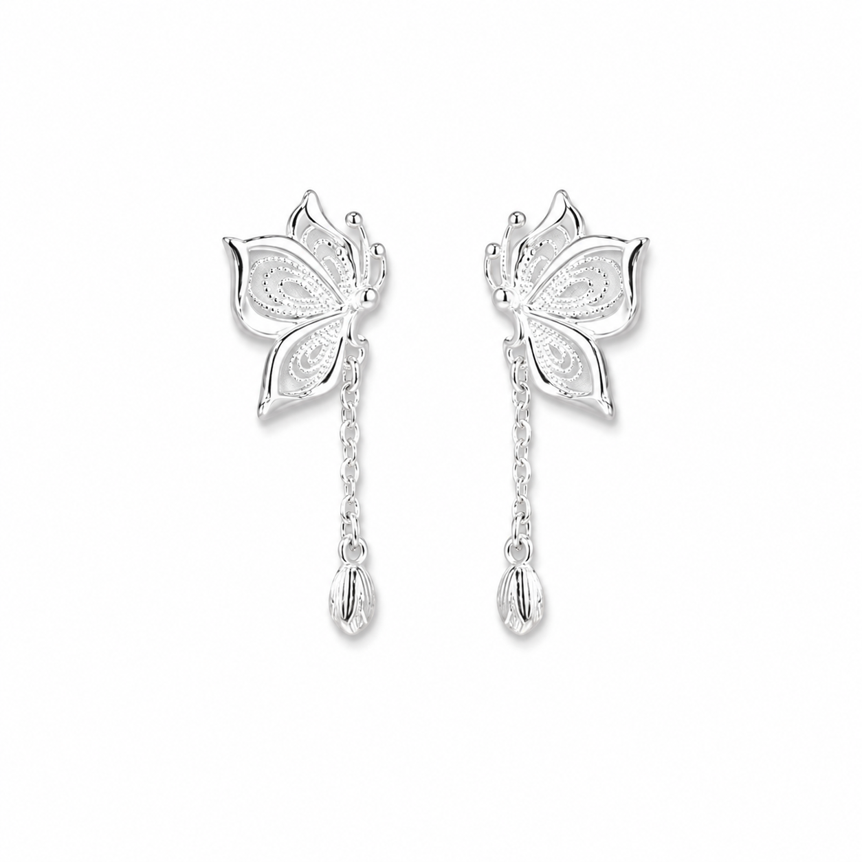 boucles d'oreilles papillon ajouré argent 925 - Alis Jewelry - fond blanc