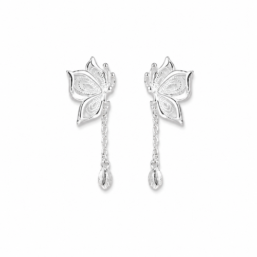 boucles d'oreilles papillon ajouré argent 925 - Alis Jewelry - fond blanc