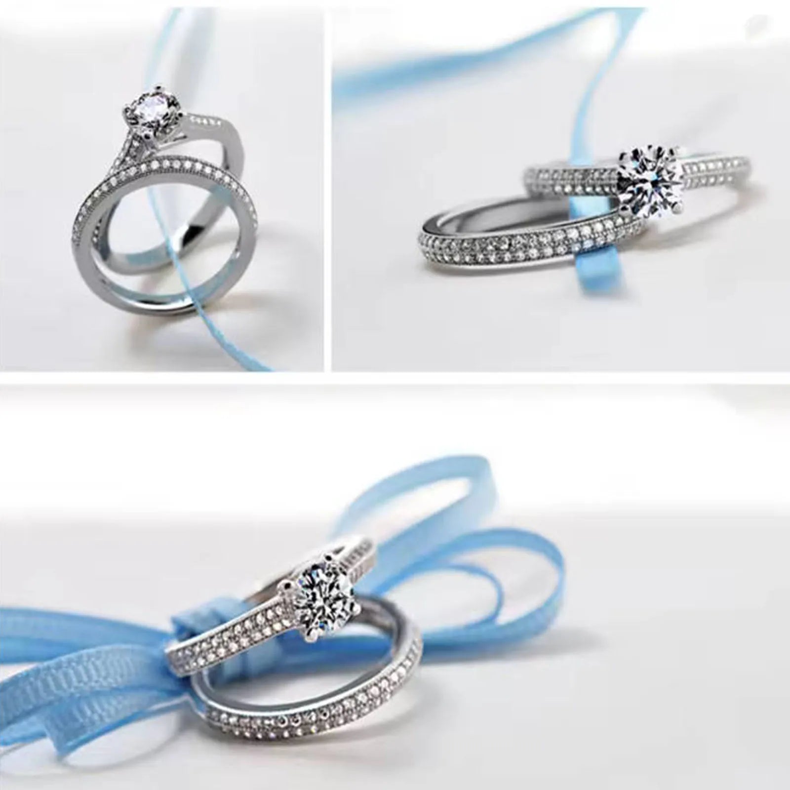 bague duo halo vintage argent