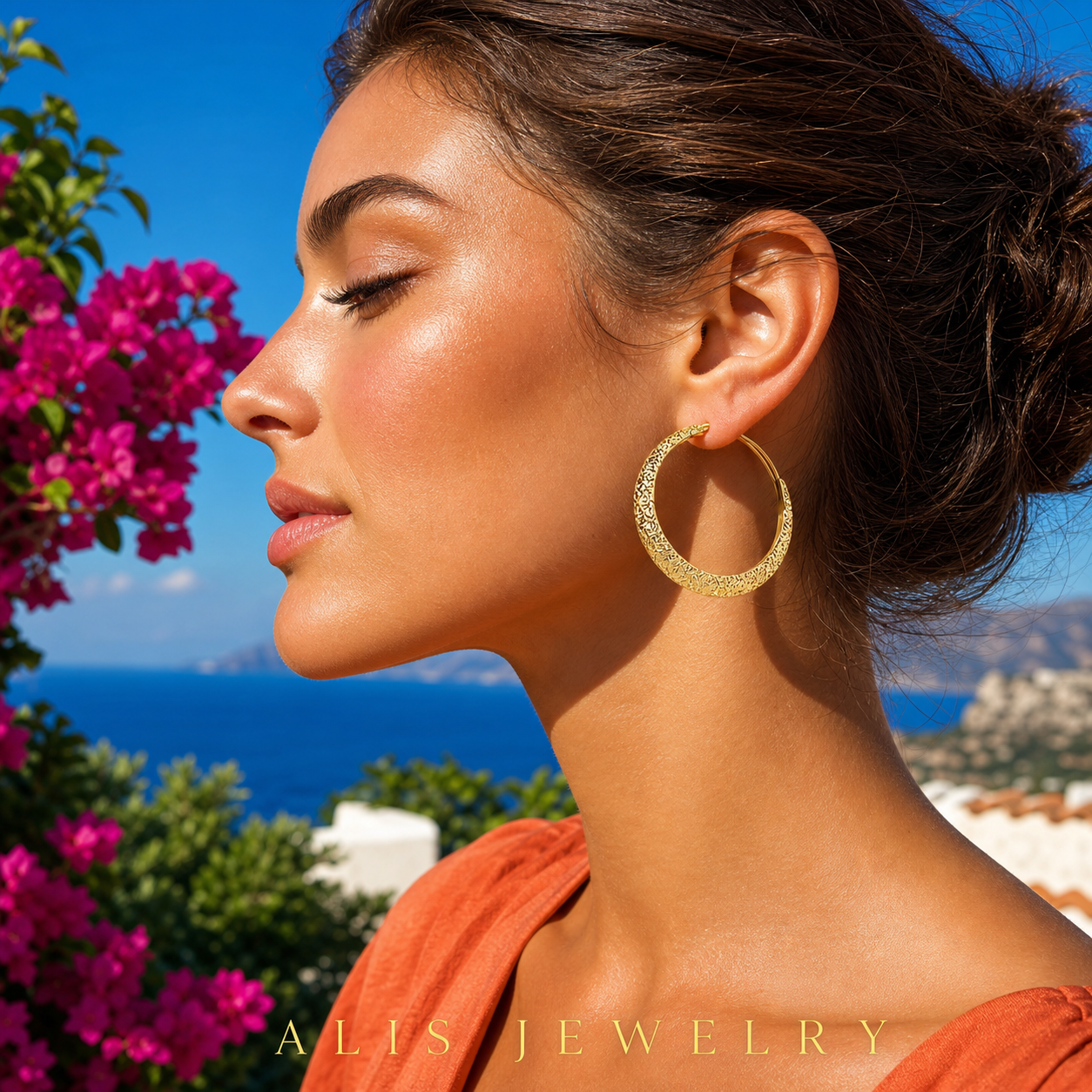 boucles d'oreilles cercle scintillant - Alis Jewelry - Doré - réseaux sociaux