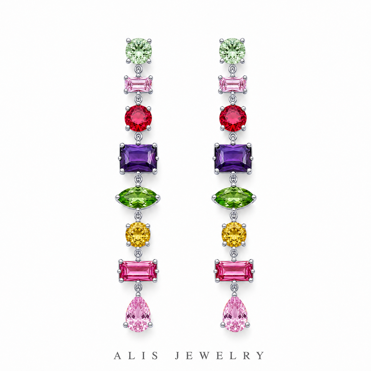 Parure arc-en-ciel plaqué or - Alis Jewelry - Boucles d'oreilles argent 925 - fond blanc