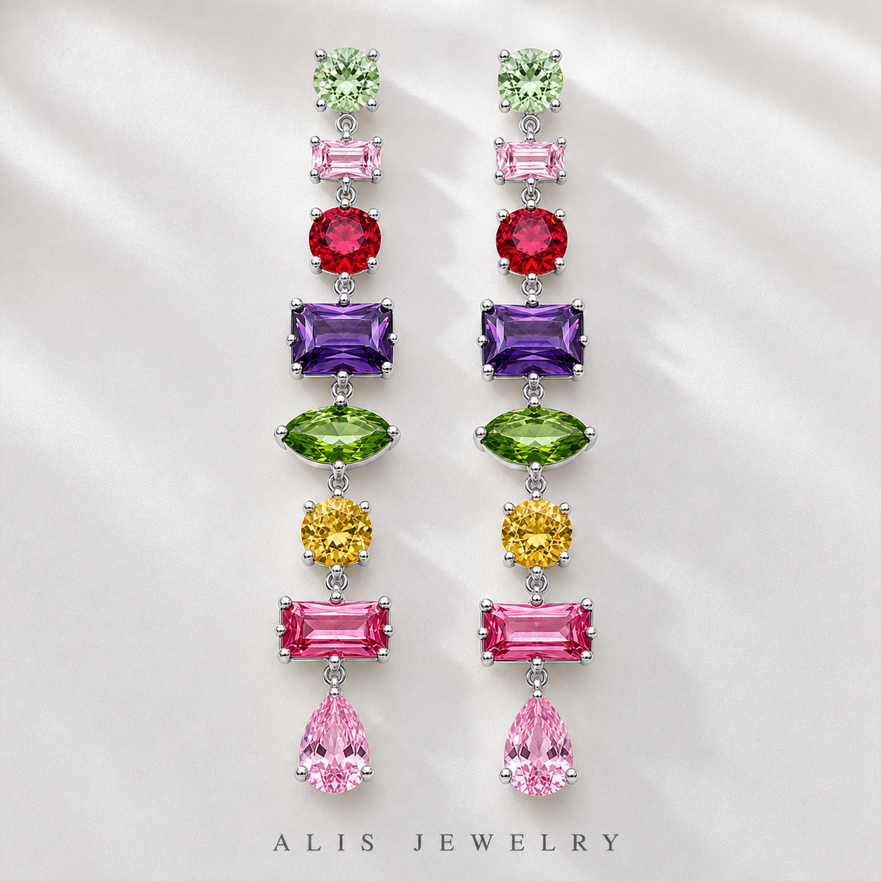 Parure arc-en-ciel plaqué or - Alis Jewelry - Boucles d'oreilles argent 925 - gros plan / zoom