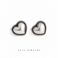 boucles d'oreilles cœur argent 925 - Alis Jewelry - fond blanc