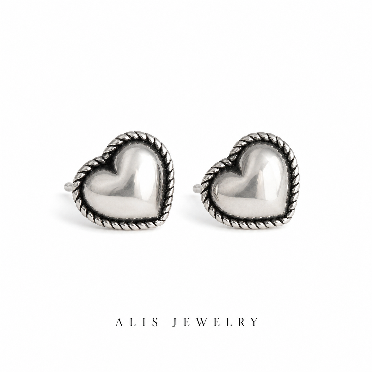 boucles d'oreilles cœur argent 925 - Alis Jewelry - fond blanc