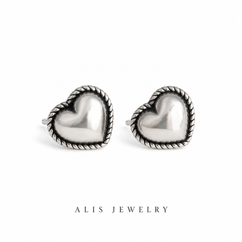 boucles d'oreilles cœur argent 925