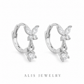 Boucles d'oreilles papillon zircon argent 925 - Alis Jewelry - fond blanc