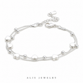 Bracelet chaîne cœur boule couple argent 925 - Alis Jewelry - fond blanc