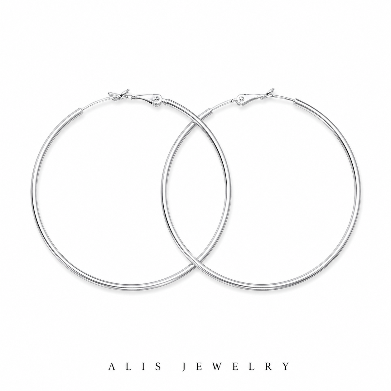 Grandes créoles rondes argent - Alis Jewelry - fond blanc