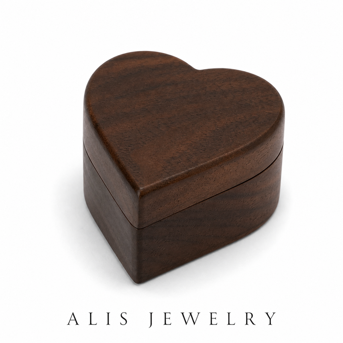 Boîte à bijoux bois cœur - Alis Jewelry - fond blanc