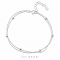 Bracelet boule double rang porte-bonheur argent 925 - Alis Jewelry - fond blanc