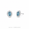boucles d'oreilles fleur zircon bleu argent 925 - Alis Jewelry - fond blanc