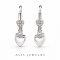 boucles d'oreilles cœur zircon argent 925 - Alis Jewelry - fond blanc