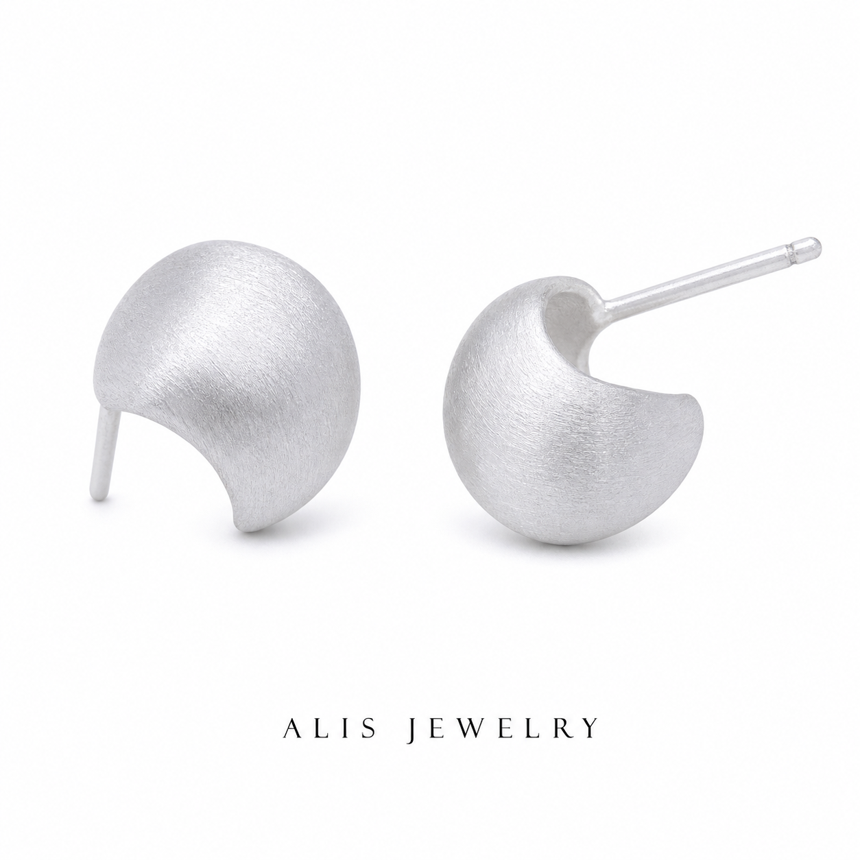 boucles d'oreilles givrées argent 925 - Alis Jewelry - fond blanc