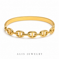 bracelet jonc bouton acier doré - Alis Jewelry - fond blanc
