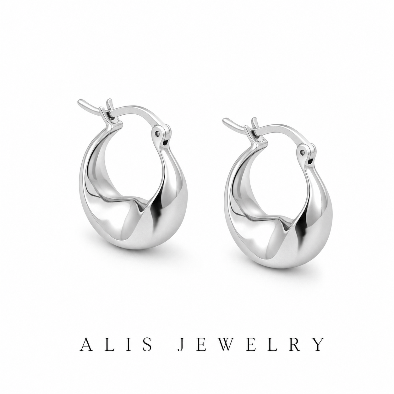 Boucles irrégulières argent - Alis Jewelry - fond blanc