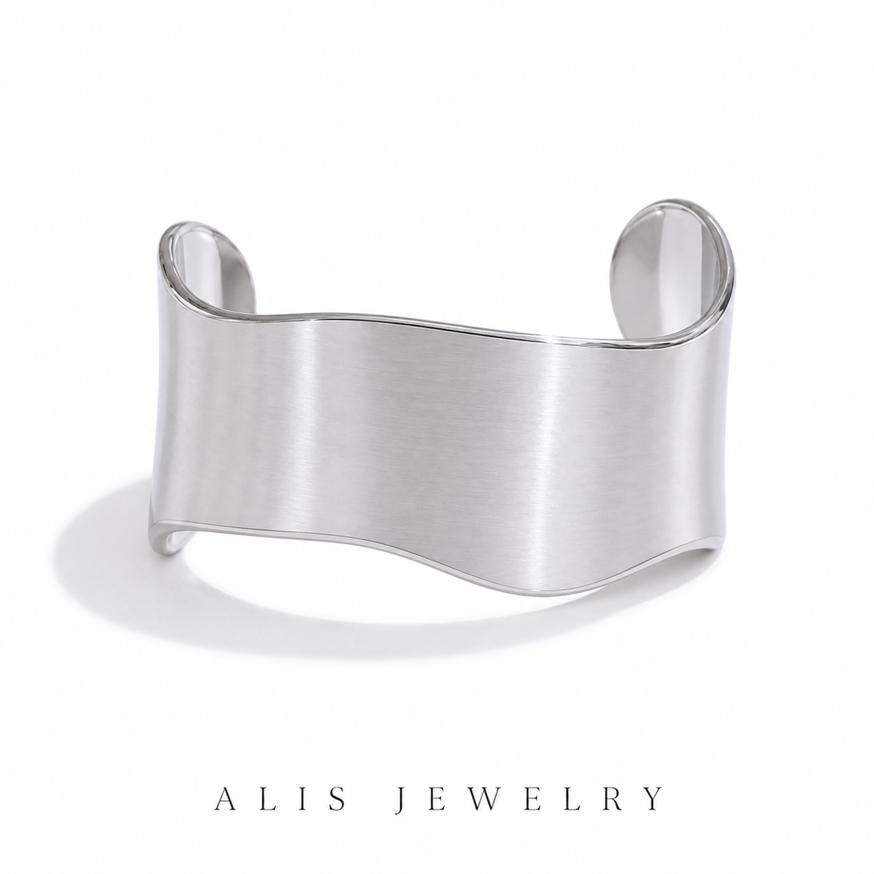 Bracelet manchette acier brossé - Alis Jewelry - fond blanc
