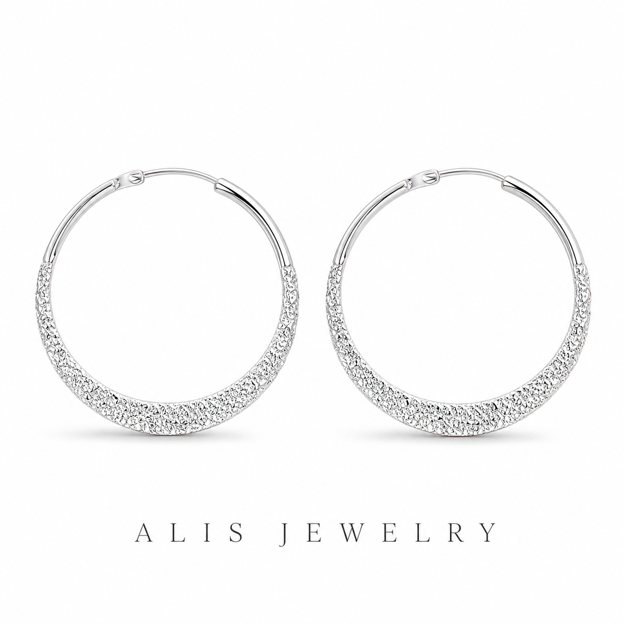 boucles d'oreilles cercle scintillant - Alis Jewelry - Argenté - fond blanc