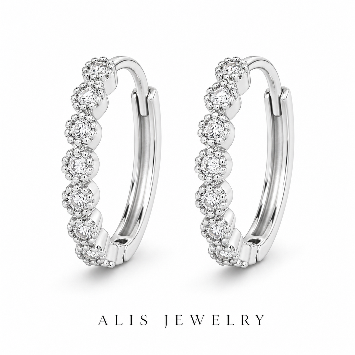 boucles d'oreilles zircon vintage - Alis Jewelry - fond blanc