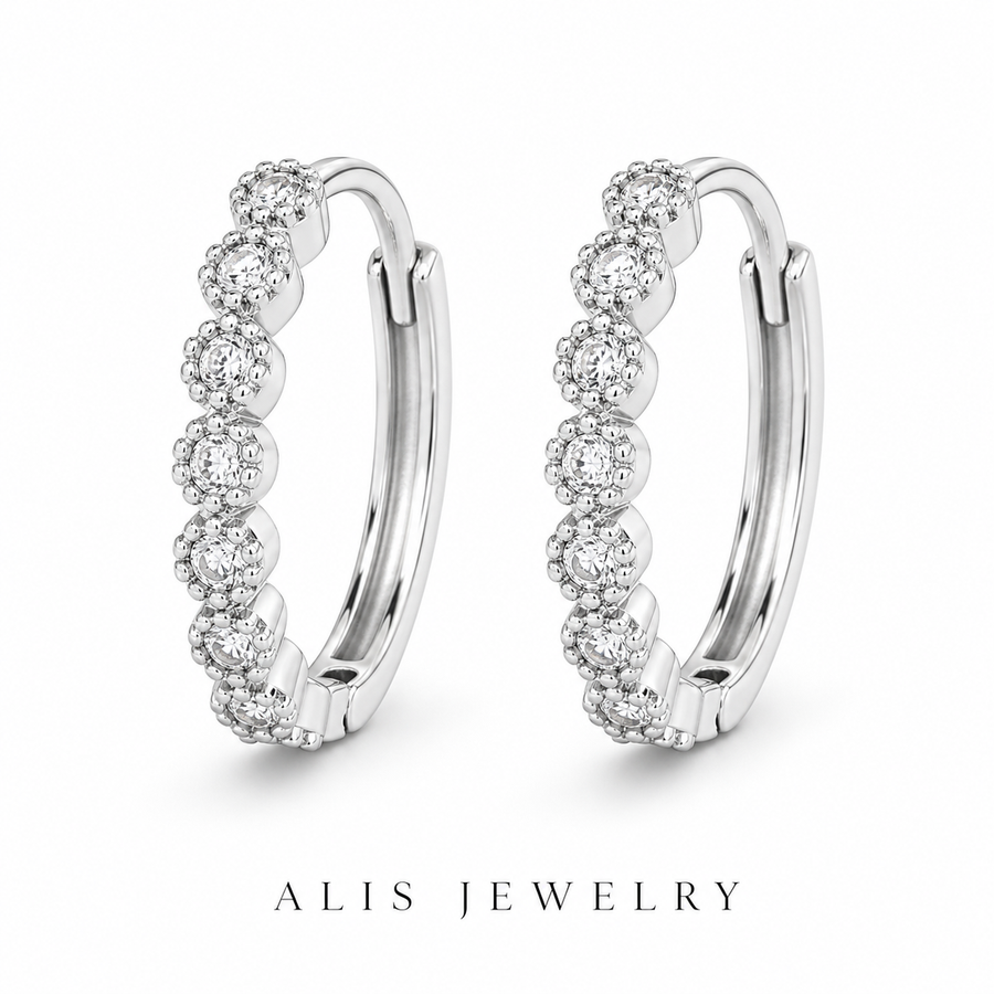 boucles d'oreilles zircon vintage - Alis Jewelry - fond blanc
