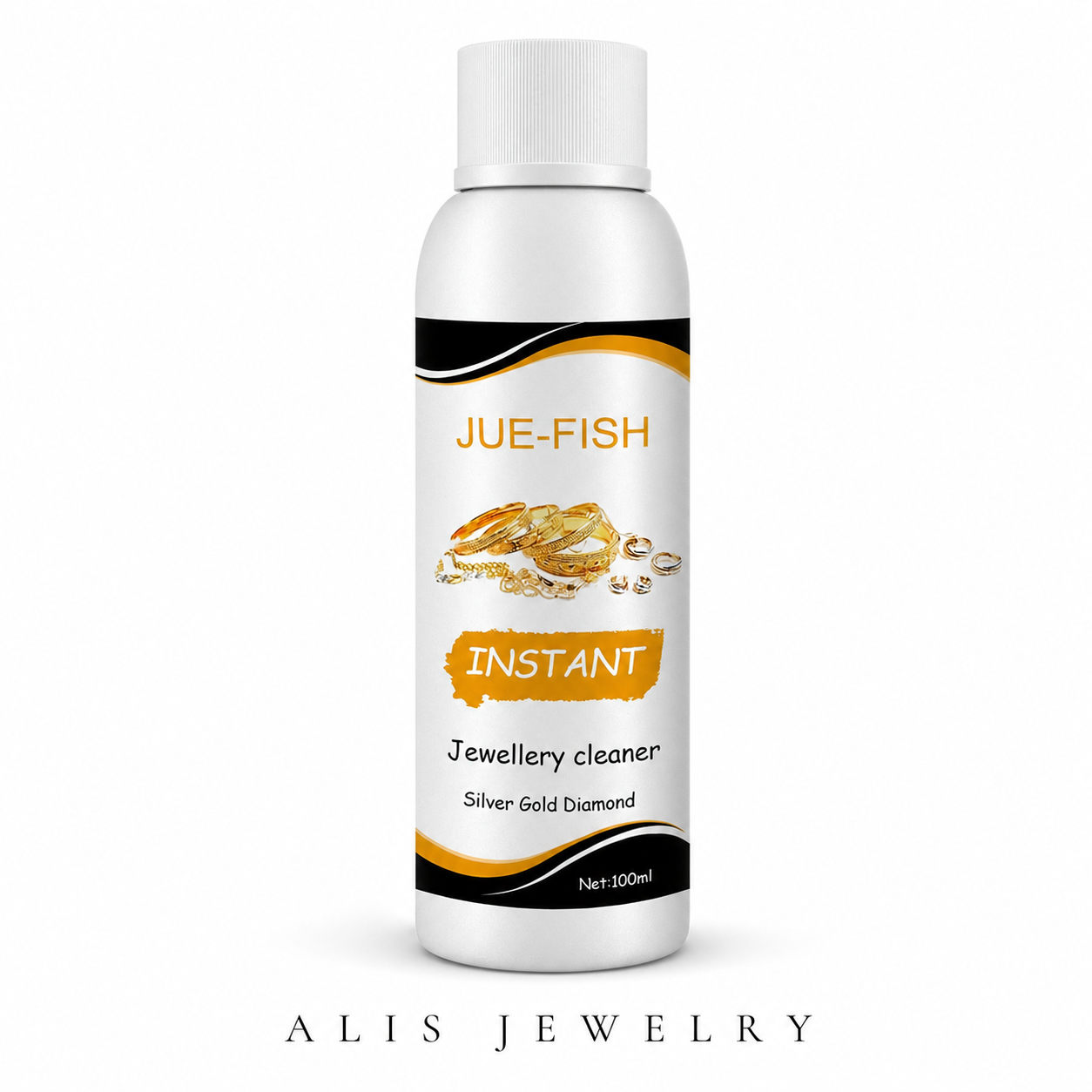 Liquide nettoyant bijoux ultrasons - Alis Jewelry - fond blanc