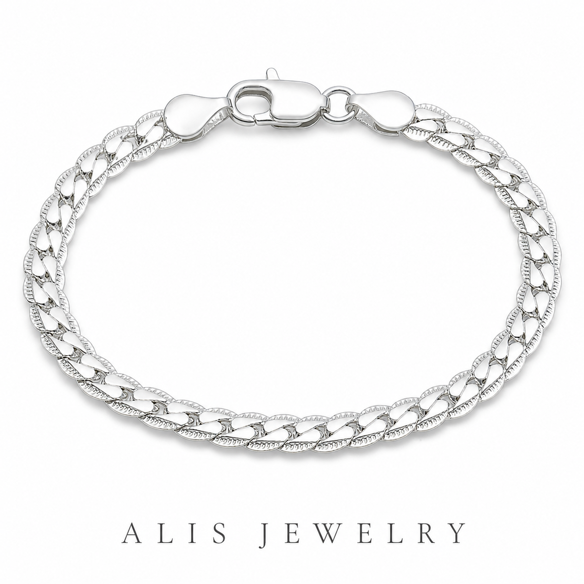 bracelet chaîne plate argent unisexe 6mm - Alis Jewelry - fond blanc