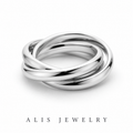Bague trois anneaux ronds empilables argent 925 - Alis Jewelry - fond blanc