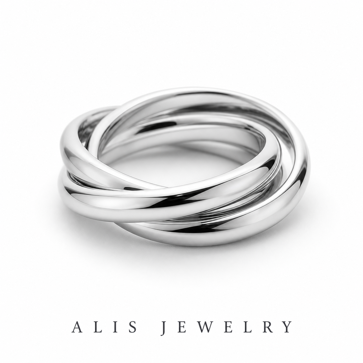 Bague trois anneaux ronds empilables argent 925 - Alis Jewelry - fond blanc