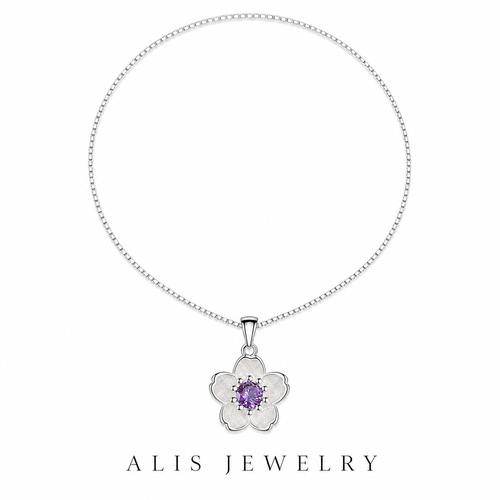 Collier fleur argent 925 - Alis Jewelry - fond blanc