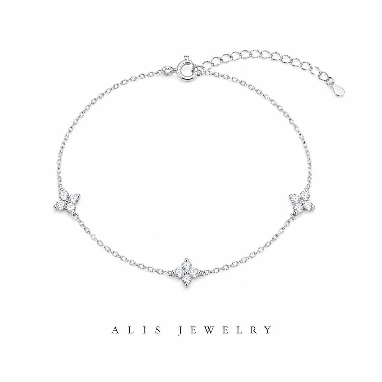 Bracelet trèfle argent - Alis Jewelry - fond blanc