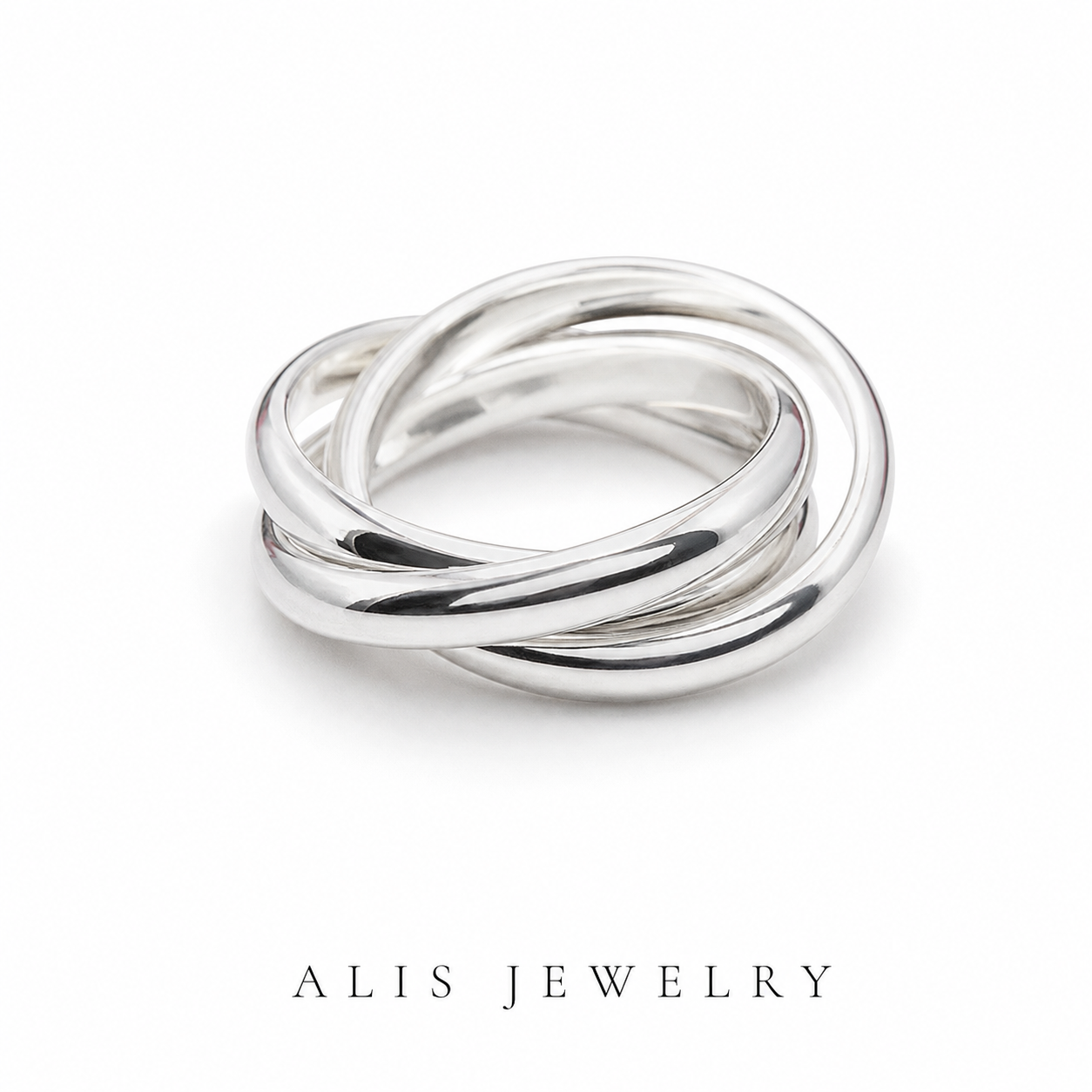 Bague trilogie argent 925 - Alis Jewelry - fond blanc
