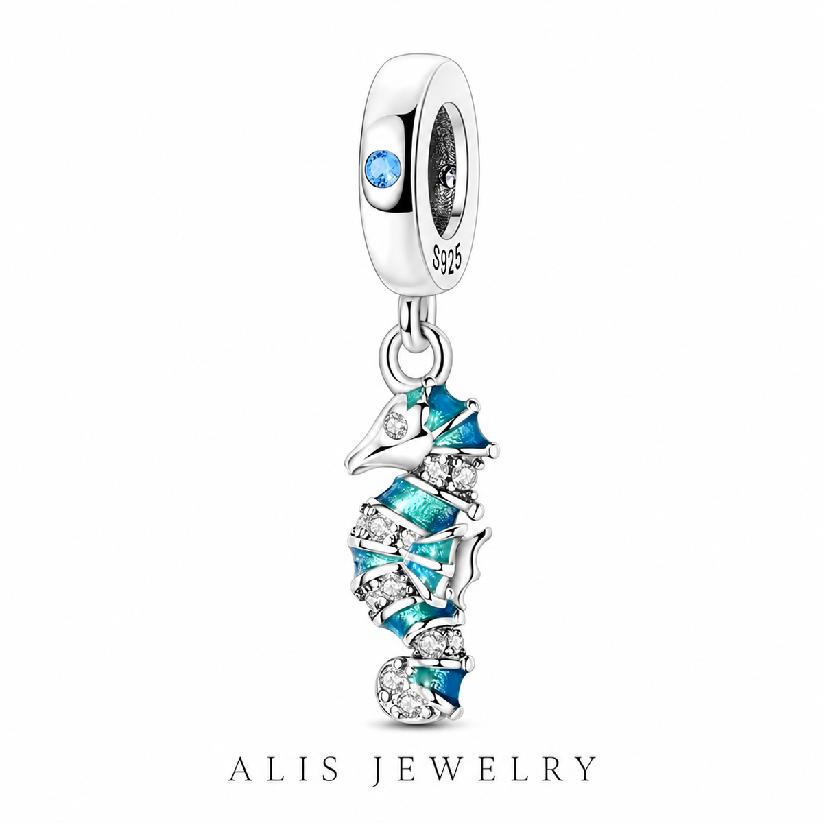 Charm hippocampe argent - Alis Jewelry - fond blanc
