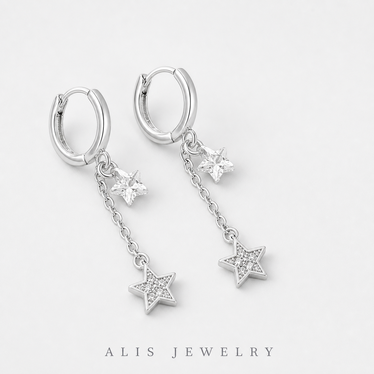 boucle d'oreille étoile pampilles argent 925 - Alis Jewelry - gros plan / zoom