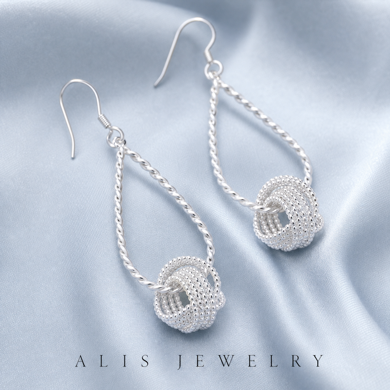 Boucles d'oreilles pendantes élégantes argent 925 - Alis Jewelry - gros plan / zoom
