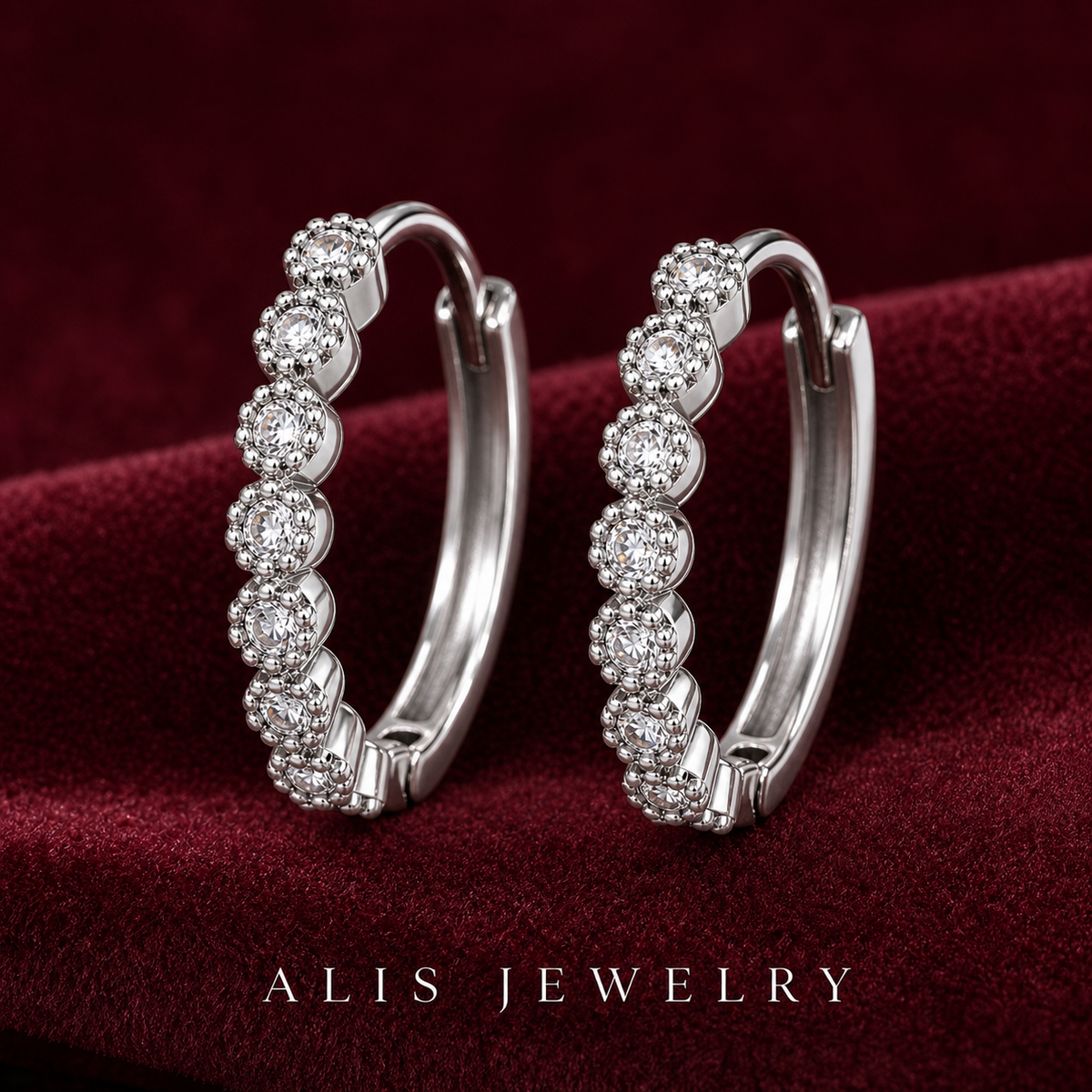 boucles d'oreilles zircon vintage - Alis Jewelry - gros plan / zoom