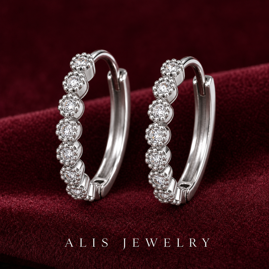 boucles d'oreilles zircon vintage - Alis Jewelry - gros plan / zoom