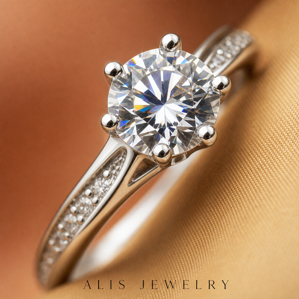 Bague solitaire zircon argent 925 - Alis Jewelry - gros plan / zoom