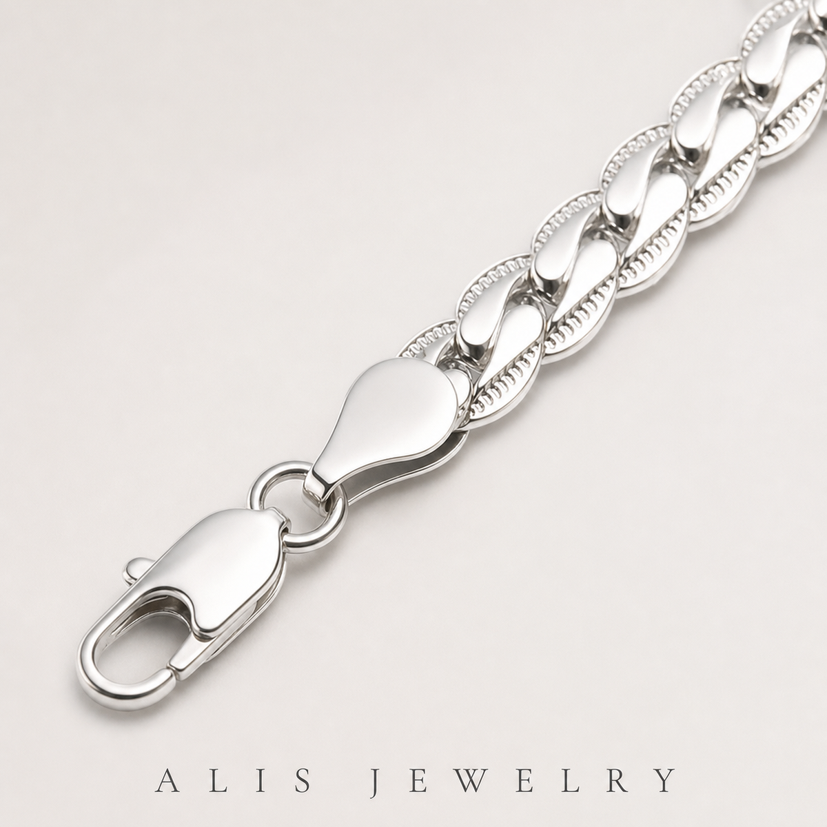 bracelet chaîne plate argent unisexe 6mm - Alis Jewelry - gros plan / zoom