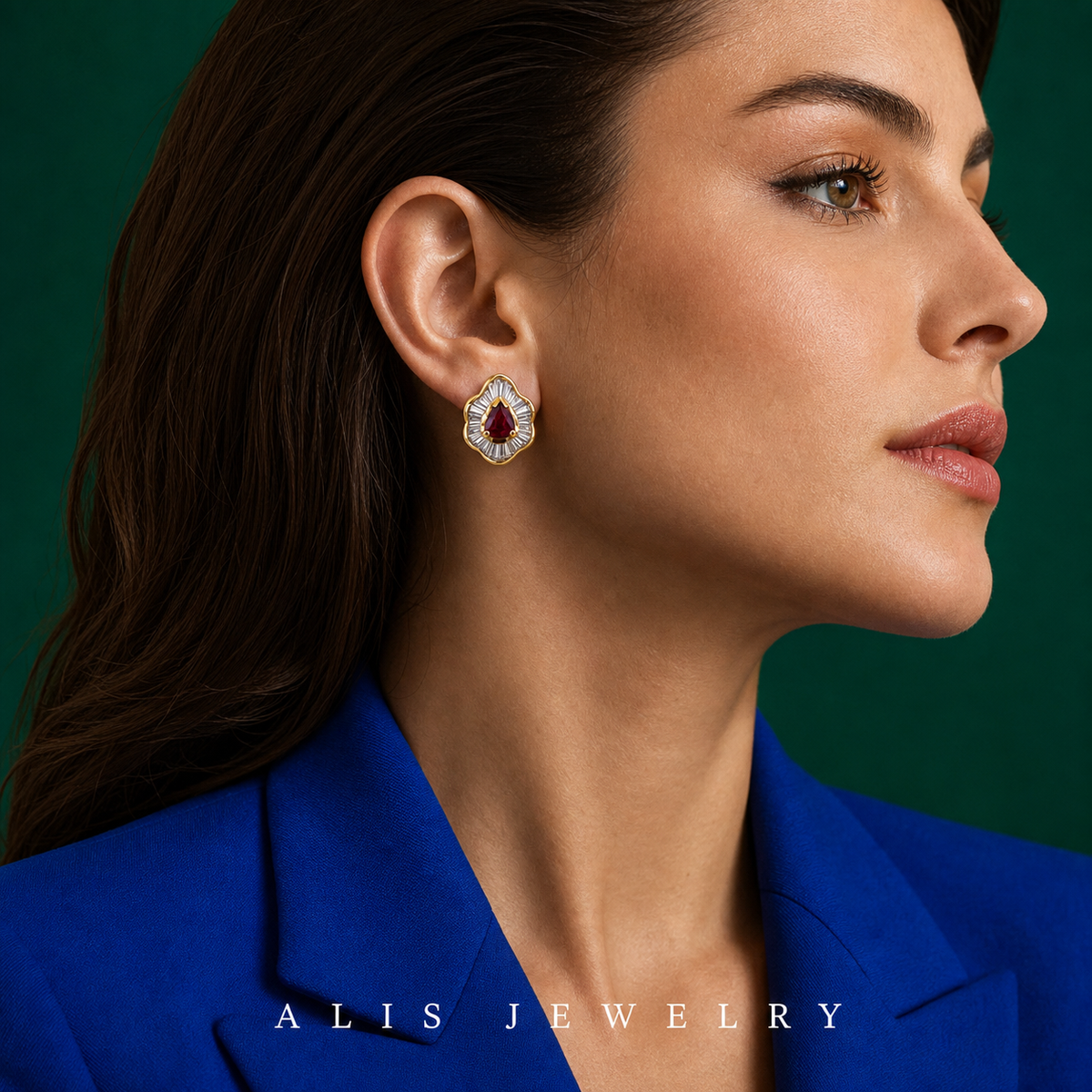boucles d'oreilles cristal vintage scintillant - Alis Jewelry - porté mannequin