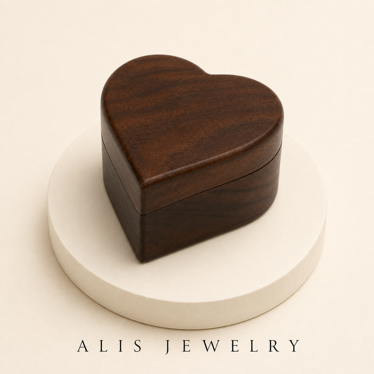 Boîte à bijoux bois cœur - Alis Jewelry - sur support minéral