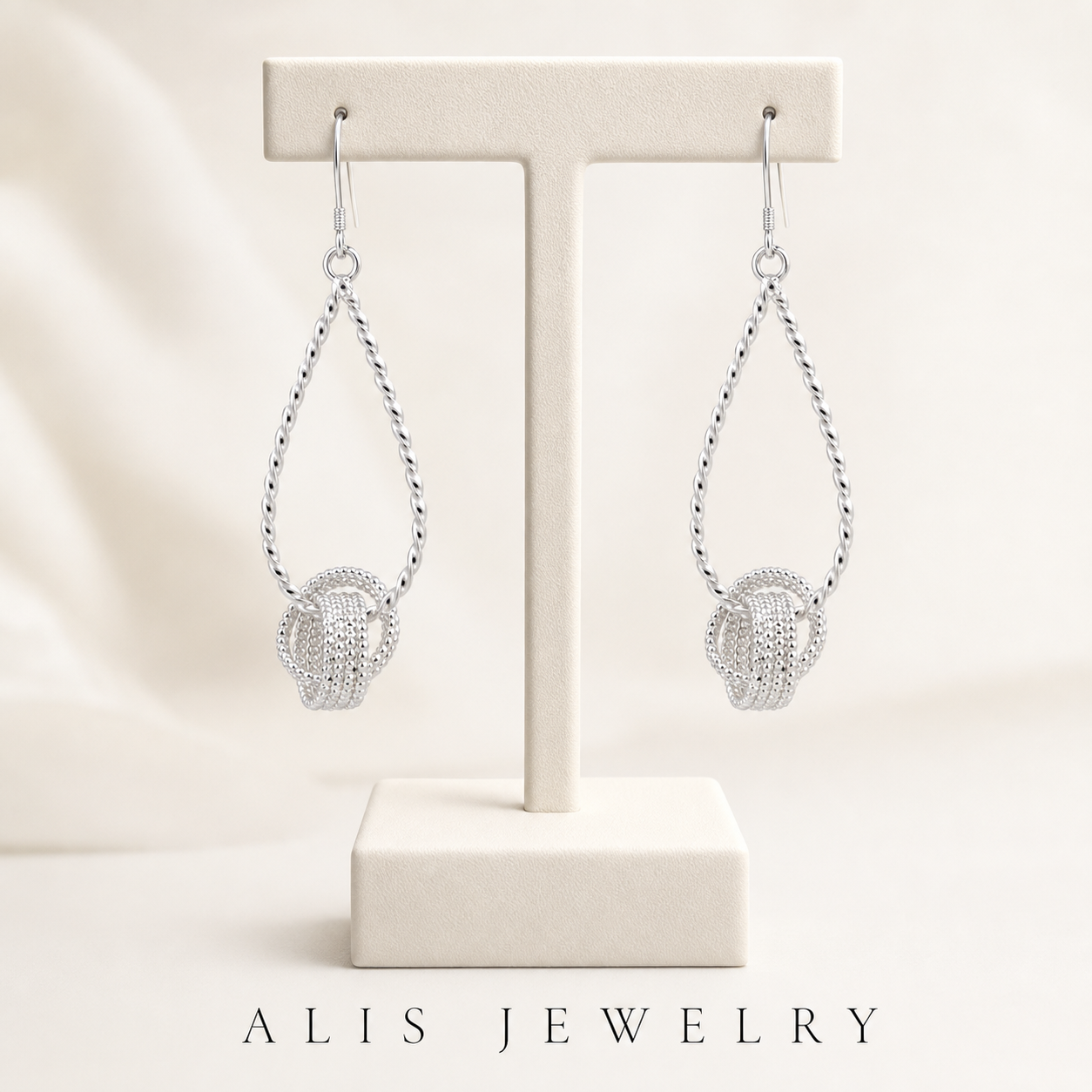 Boucles d'oreilles pendantes élégantes argent 925 - Alis Jewelry - sur support minéral