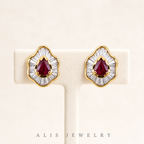 boucles d'oreilles cristal vintage scintillant - Alis Jewelry - sur support minéral