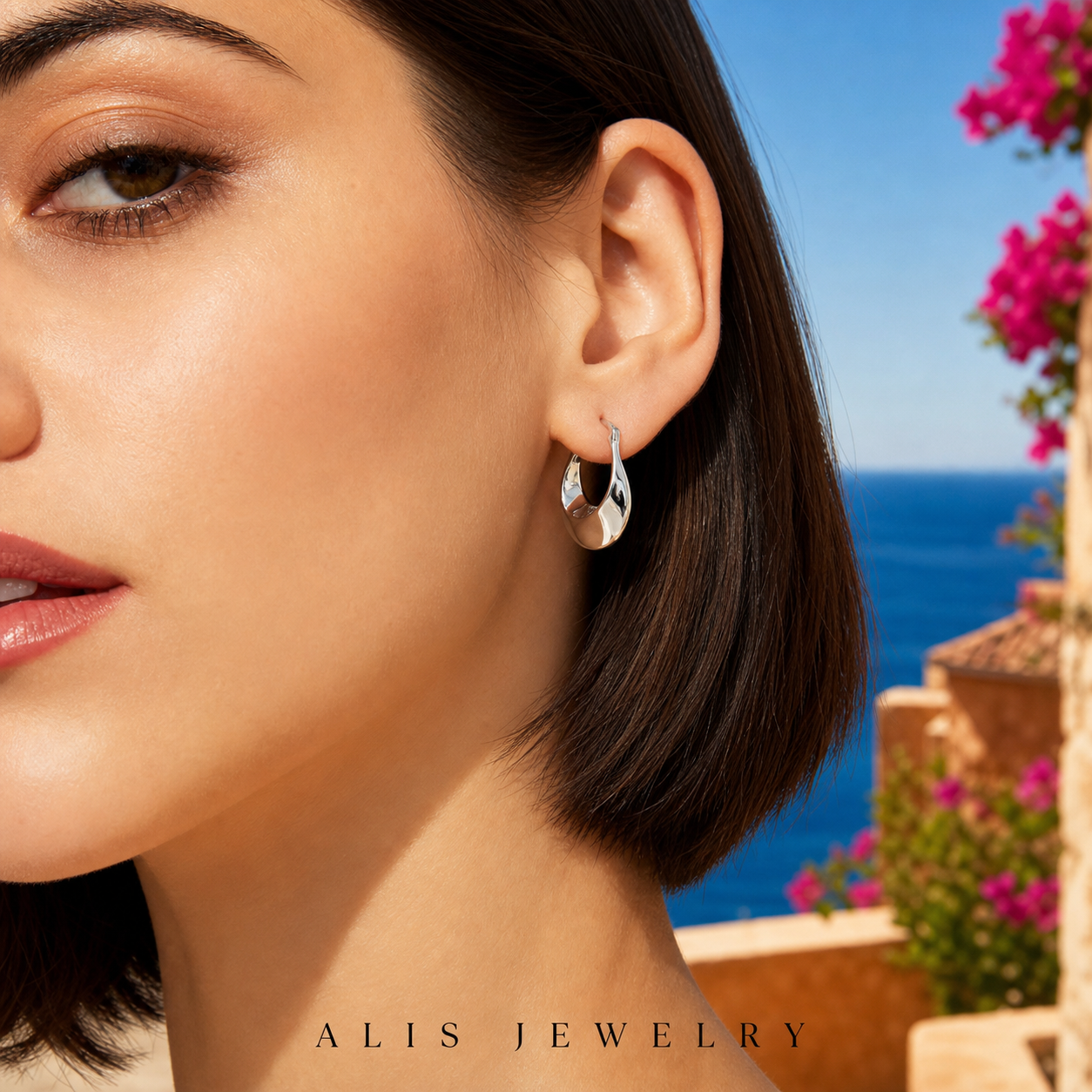 Boucles irrégulières argent - Alis Jewelry - réseaux sociaux