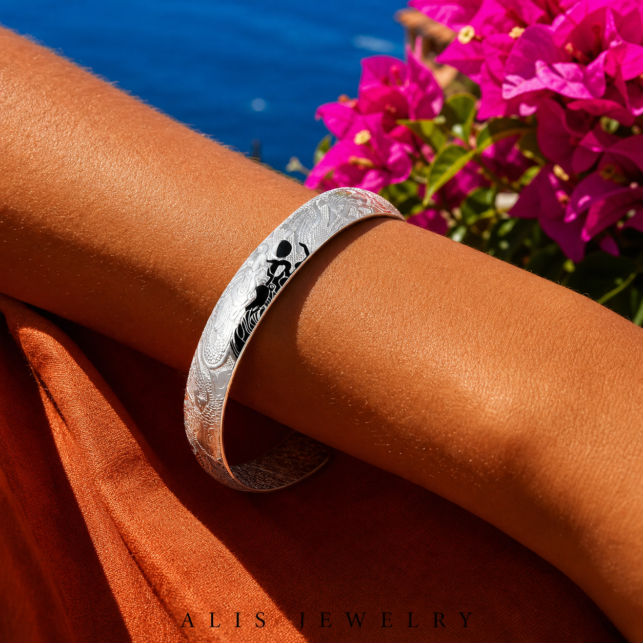 bracelet manchette dragon phénix argent 925 - Alis Jewelry - réseaux sociaux